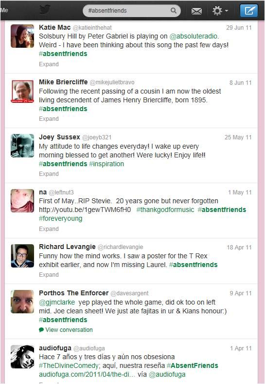 Social media is playing an emerging role.  As a generation grow up posting their lives on Facebook and Twitter, perhaps it is inevitable that they become a place where stories of loss are shared.  In a society where many live far from family and childhood friends, we are spontaneously finding new ways to express our need for community.
