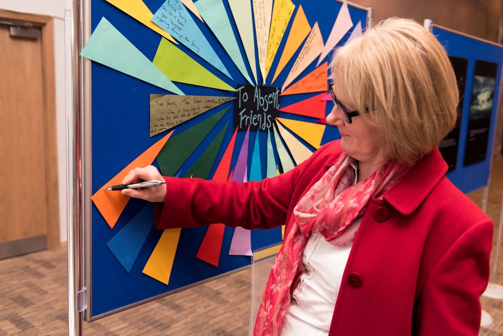 TAF Launch 2015: Writing on the To Absent Friends wall.