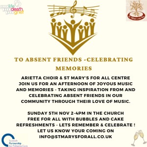 Event flyer for "Celebrating Memories" repeating text from entry on a cream background.