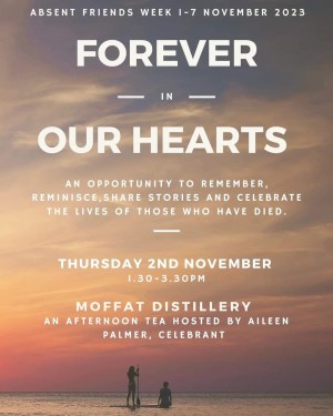 Poster for the event, with text duplicating the post text in white on a background photo of a sunset in pale orange and blue.